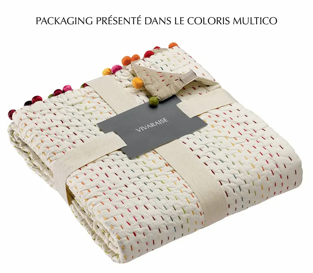 Bed linens - Gastounet Quilt Multico 180 X 180 - MAISON VIVARAISE - SDE VIVARAISE WINKLER