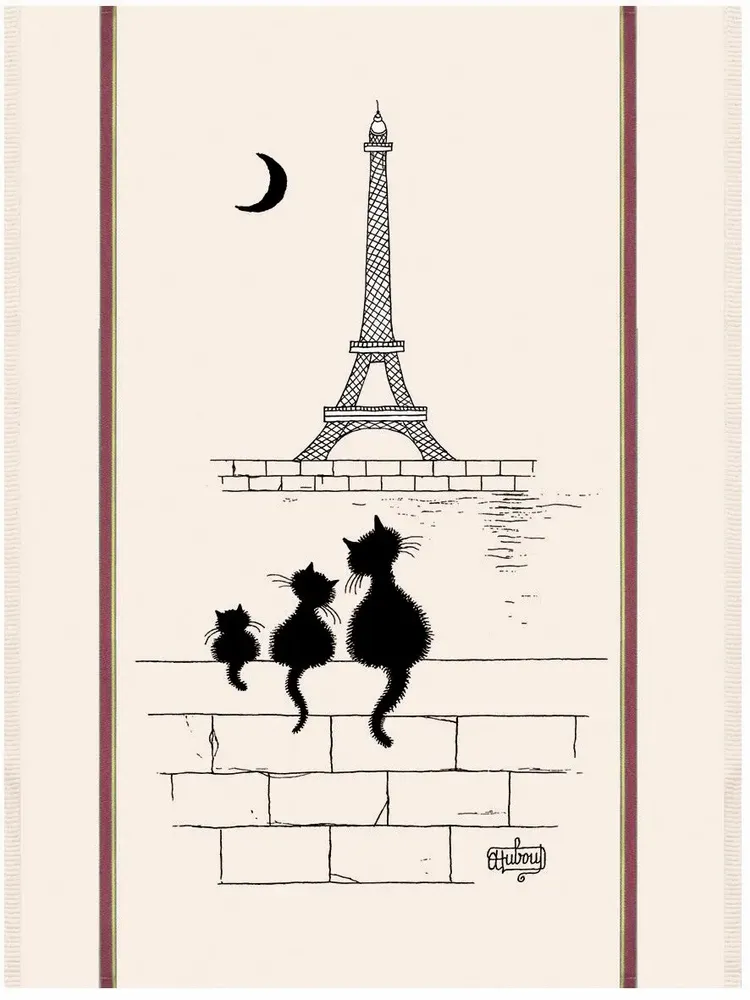 Dish towels - Kitchen Towel Print Tour Eiffel Dubout Ecru 60 X 80 - MAISON VIVARAISE - SDE VIVARAISE WINKLER