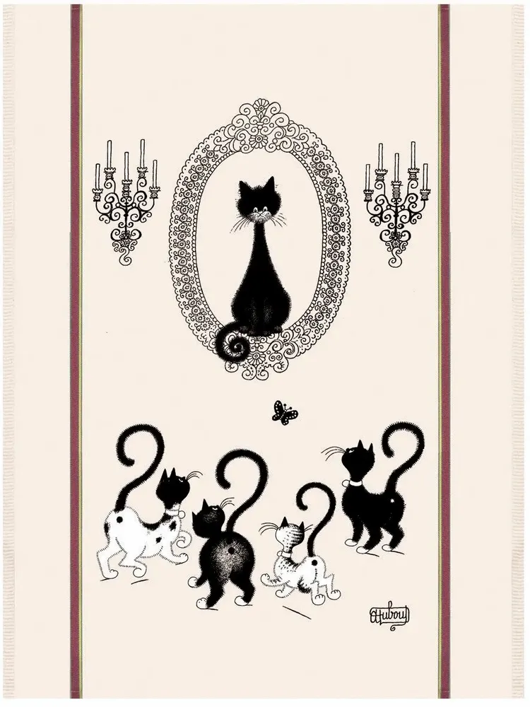 Torchons - Grand Torchon Dubout Portrait de Chat Brun 60 X 80 - MAISON VIVARAISE - SDE VIVARAISE WINKLER