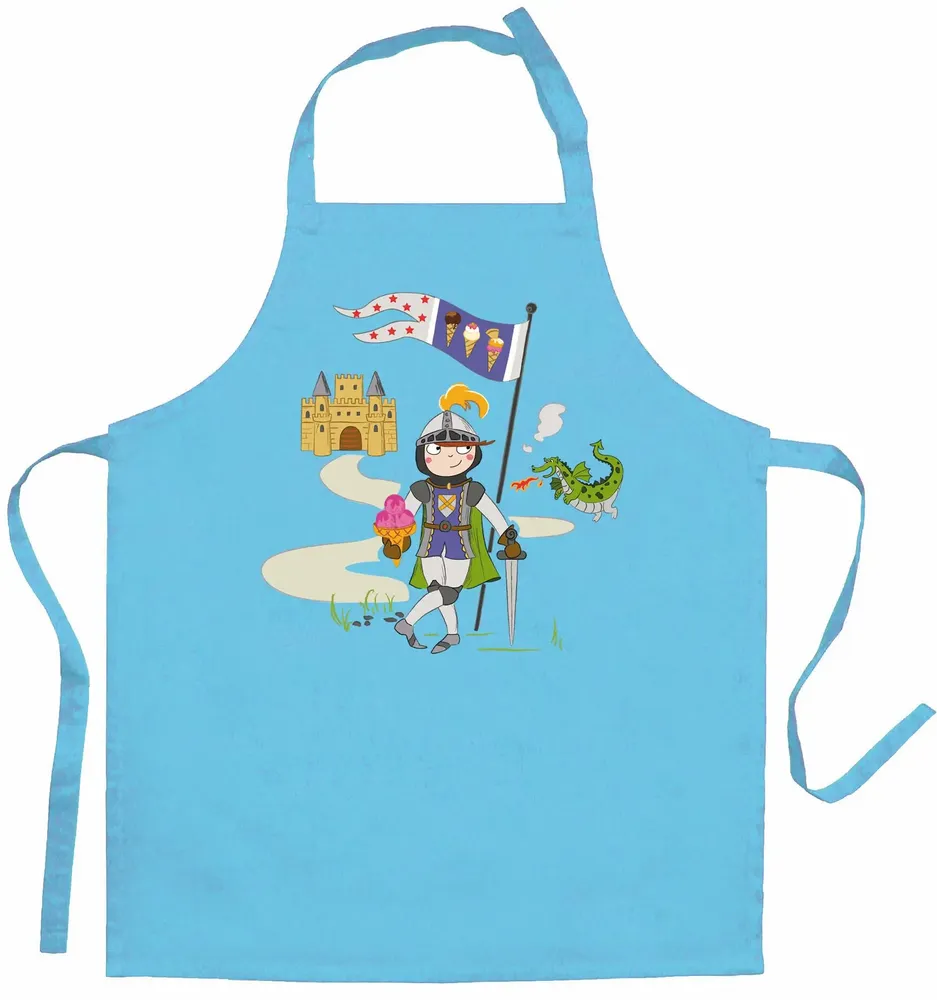 Tabliers de cuisine - Tablier Enfant Chevalier Et Dragon Turquoise 52 X 63 - MAISON VIVARAISE - SDE VIVARAISE WINKLER