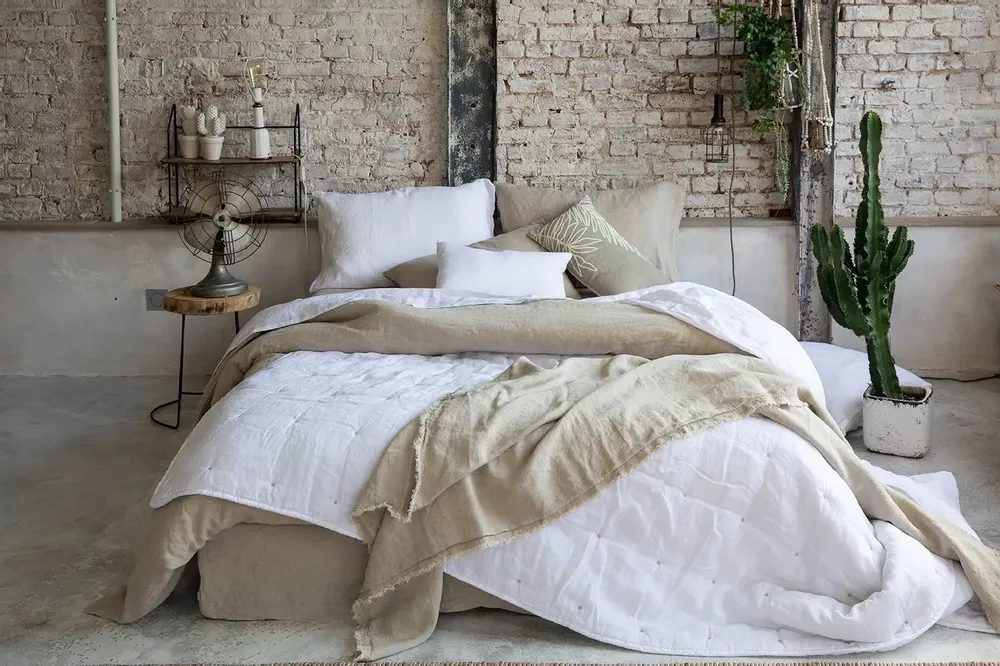 Bed linens - Zeff Flat Sheet Vert de gris 240 X 300 - MAISON VIVARAISE - SDE VIVARAISE WINKLER