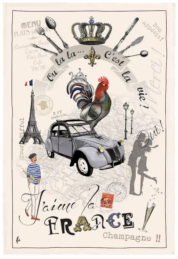 Torchons - Torchon France Panorama Ecru 48 X 72 - MAISON VIVARAISE - SDE VIVARAISE WINKLER