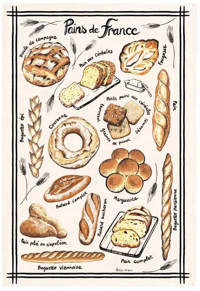 Torchons - Torchon Pains de France Ecru 48 X 72 - MAISON VIVARAISE - SDE VIVARAISE WINKLER