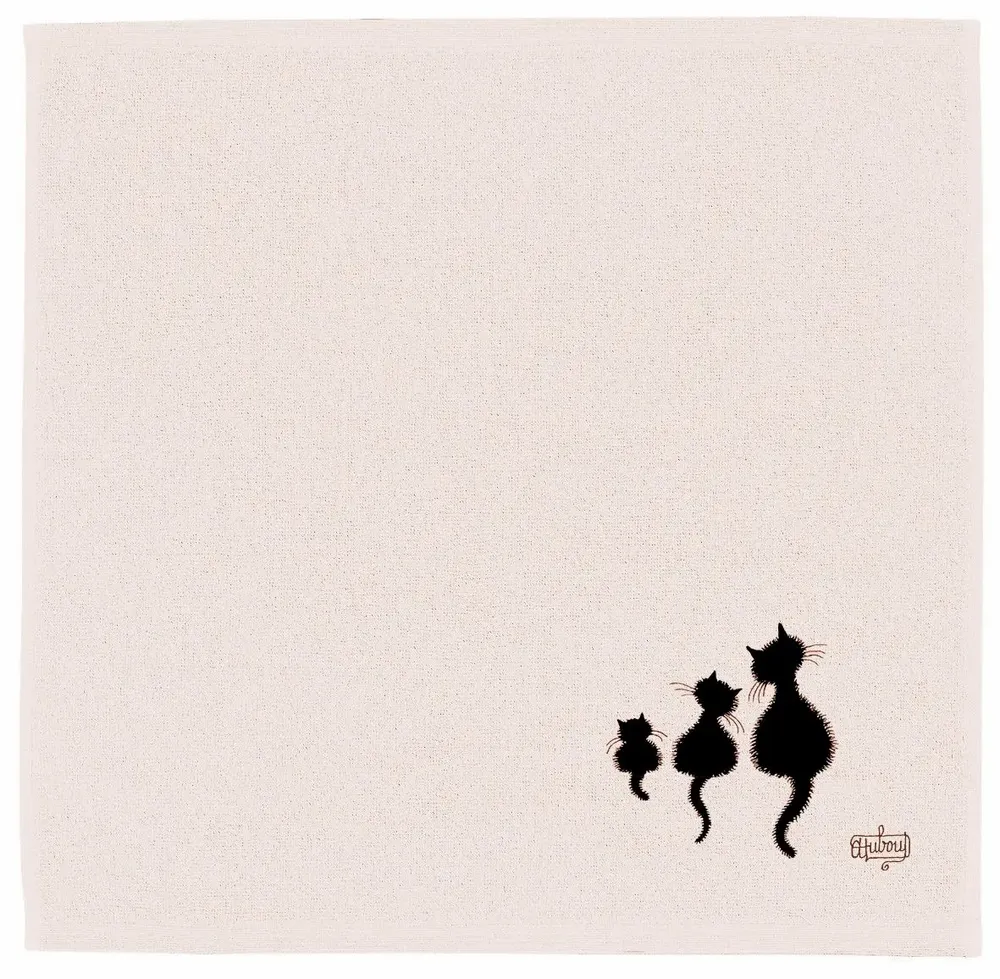 Torchons - Carre Eponge Dubout 3 Chats Ivoire 50 X 50 - MAISON VIVARAISE - SDE VIVARAISE WINKLER