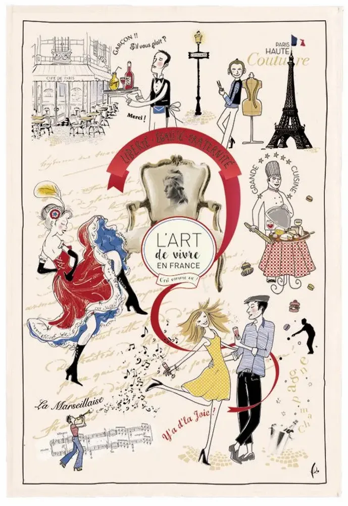 Torchons - Torchon Imprime Art de Vivre Ecru 48 X 72 - MAISON VIVARAISE - SDE VIVARAISE WINKLER