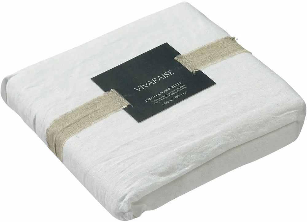 Bed linens - Zeff Fitted Sheet Naturel 140 X 190 X 30 - MAISON VIVARAISE - SDE VIVARAISE WINKLER
