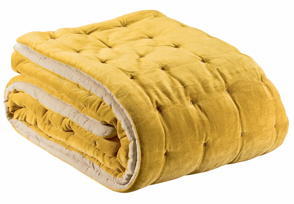 Linge de lit - Jeté uni Elise finition capiton Mais 240 x 260 - MAISON VIVARAISE - SDE VIVARAISE WINKLER