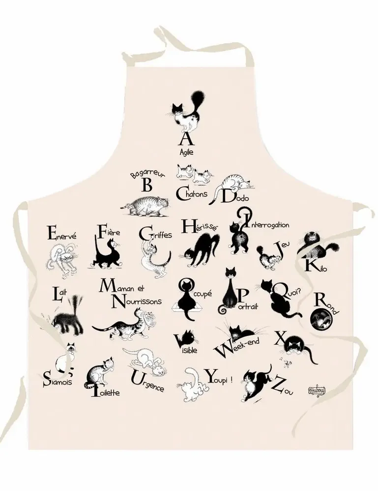 Tabliers de cuisine - Tablier Dubout Abécédaire Ecru 72 x 85 - MAISON VIVARAISE - SDE VIVARAISE WINKLER