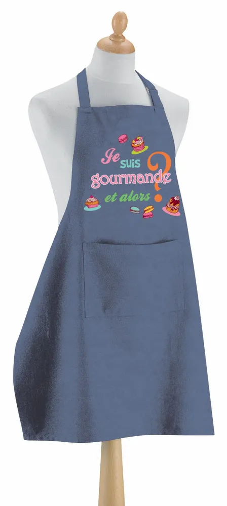 Tabliers de cuisine - Tablier de cuisine Je suis gourmande Jeans 90 x 72 - MAISON VIVARAISE - SDE VIVARAISE WINKLER