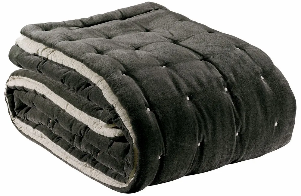 Linge de lit - Jeté uni Elise finition capiton Tonnerre 240 x 260 - MAISON VIVARAISE - SDE VIVARAISE WINKLER