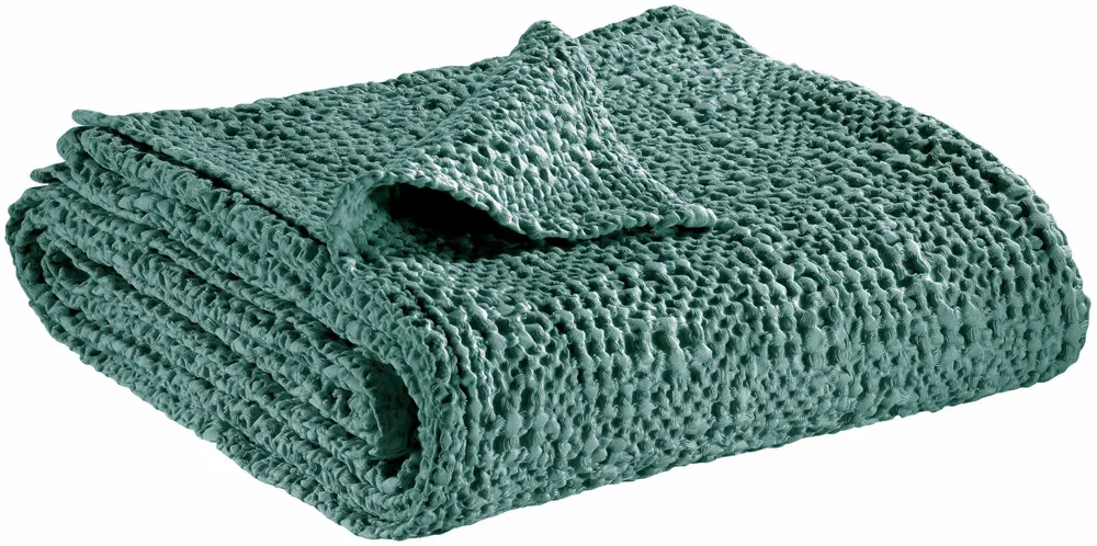 Linge de lit - Jeté Tana Vert de gris 260 x 260 - MAISON VIVARAISE - SDE VIVARAISE WINKLER