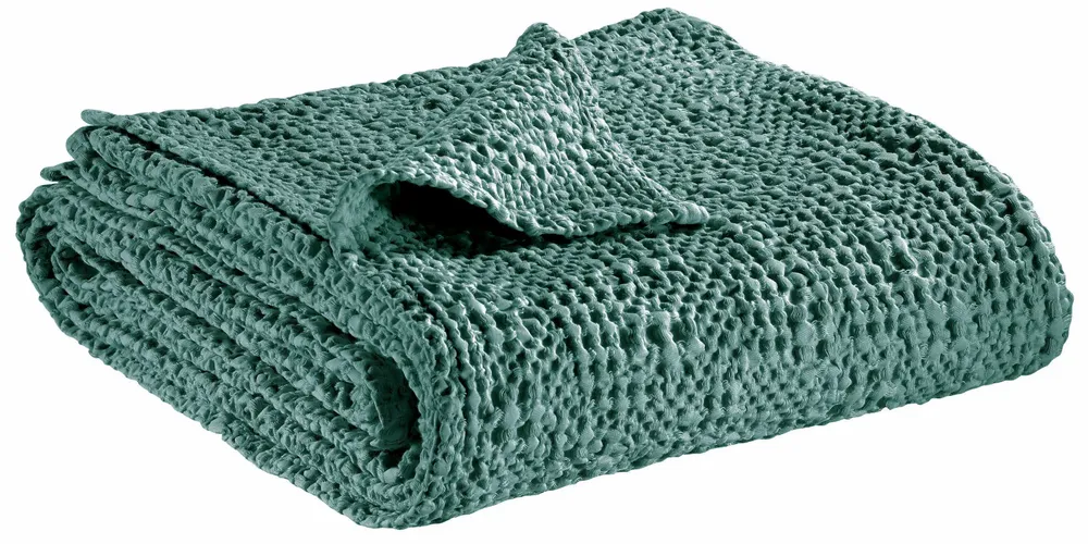 Linge de lit - Jeté Tana Vert de gris 180 x 260 - MAISON VIVARAISE - SDE VIVARAISE WINKLER