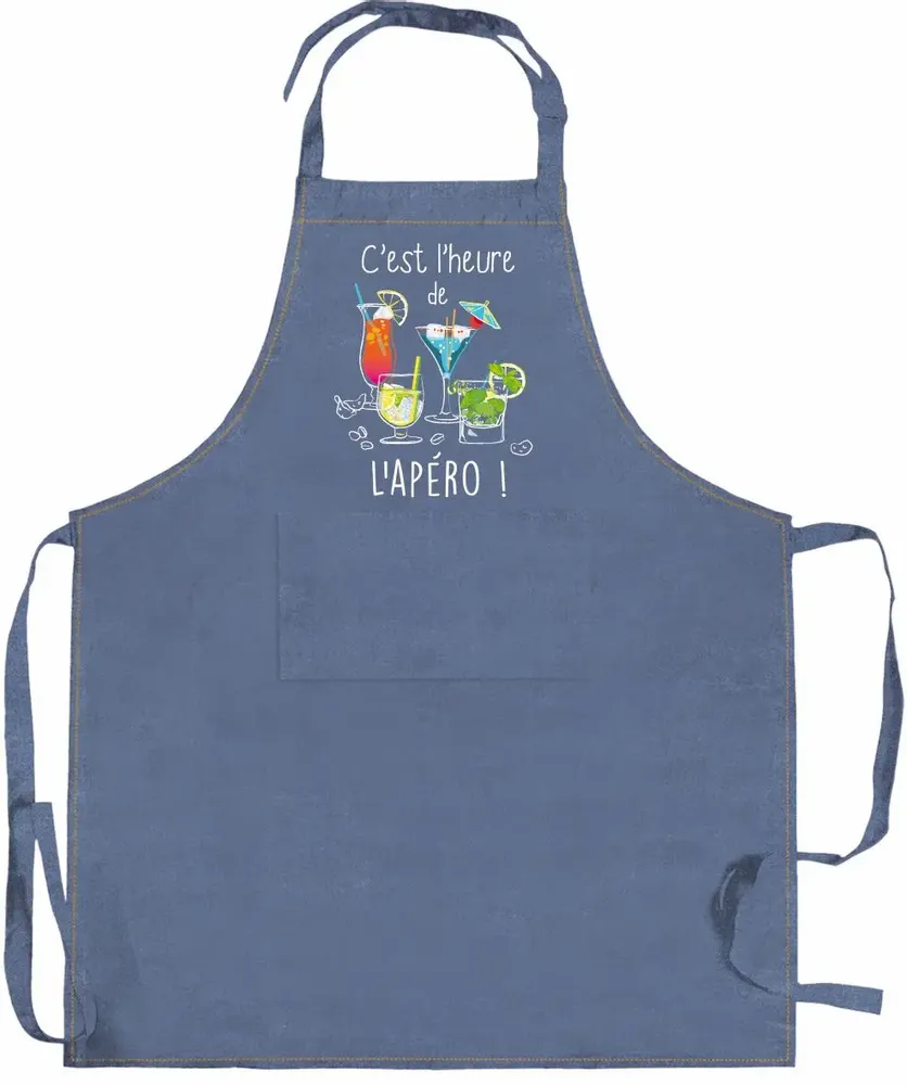 Aprons - Apron L'Apero Bleu Denim 90 X 72 - MAISON VIVARAISE - SDE VIVARAISE WINKLER