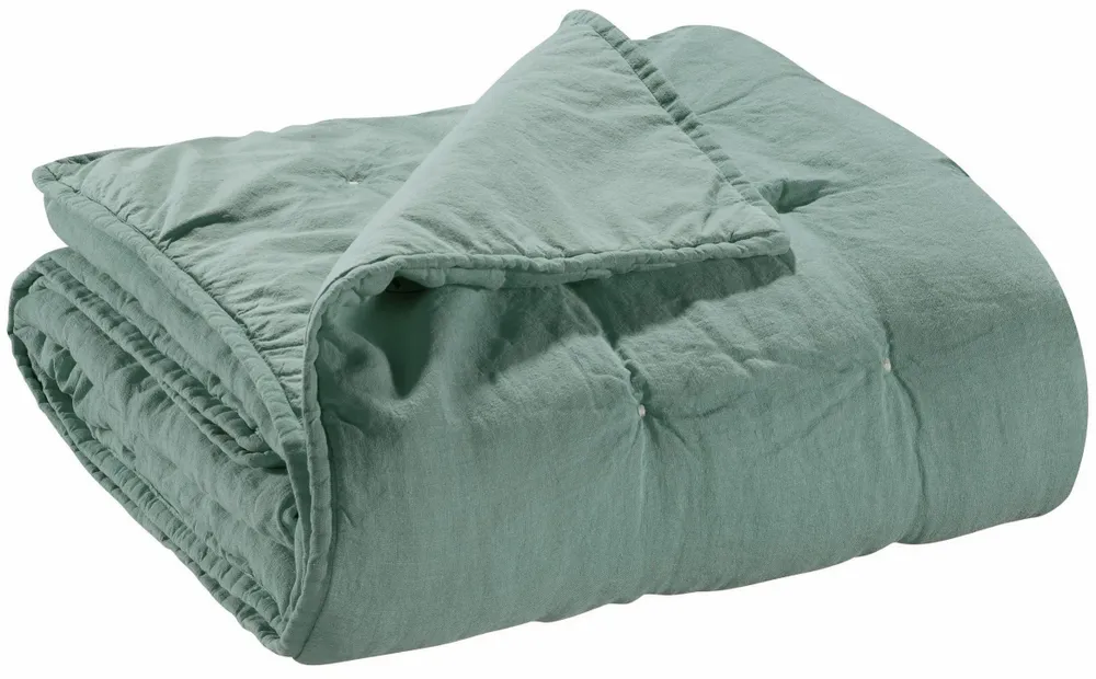 Linge de lit - Chemin de lit Zeff Vert de gris 90 x 240 - MAISON VIVARAISE - SDE VIVARAISE WINKLER