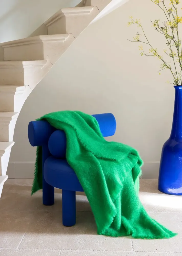 Plaids - PLAID MOHAIR UNI VERT IRLANDAIS - BRUN DE VIAN-TIRAN