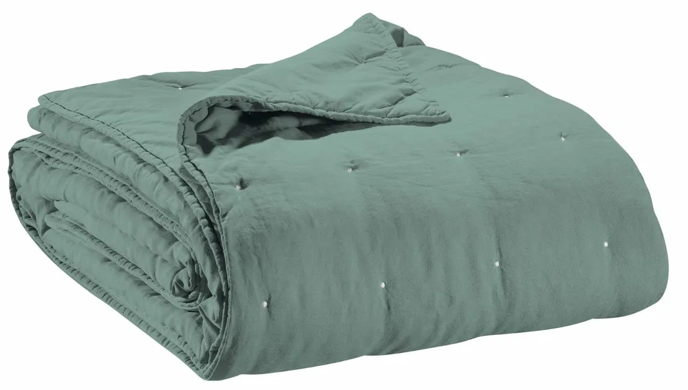 Linge de lit - Jeté de lit Zeff Vert de gris 240 x 260 - MAISON VIVARAISE - SDE VIVARAISE WINKLER