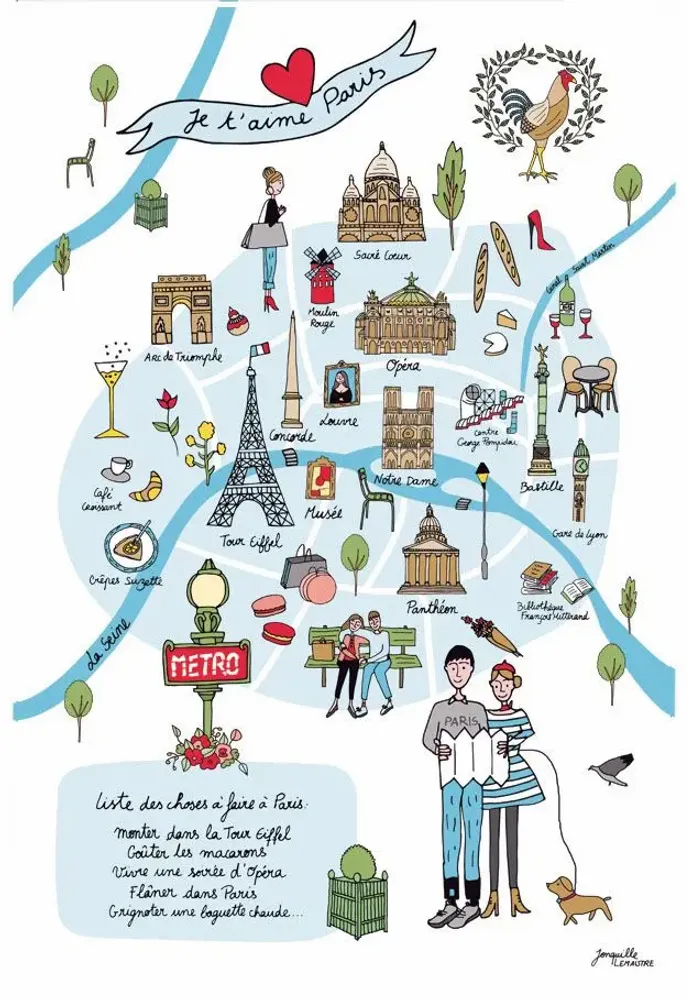 Torchons - Torchon Carte Paris Blanc 48 X 72 - MAISON VIVARAISE - SDE VIVARAISE WINKLER