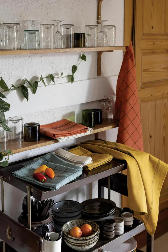 Dish towels - Karma Tea Towel Écru/Noir 55 X 75 - MAISON VIVARAISE - SDE VIVARAISE WINKLER