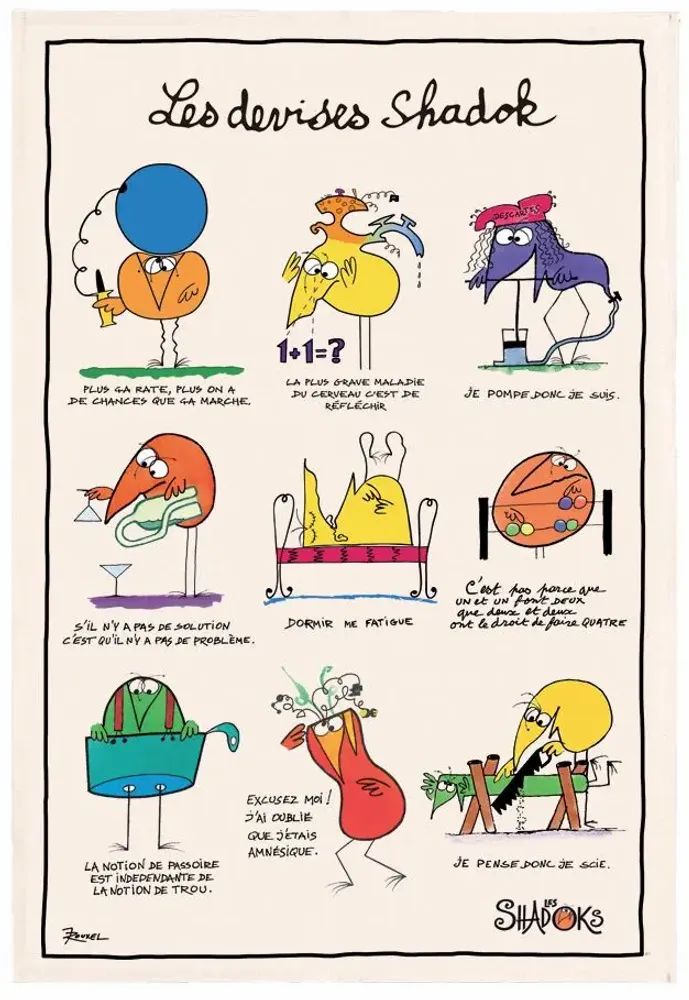 Torchons - Torchon Shadoks Les devises Ecru 48 x 72 - MAISON VIVARAISE - SDE VIVARAISE WINKLER