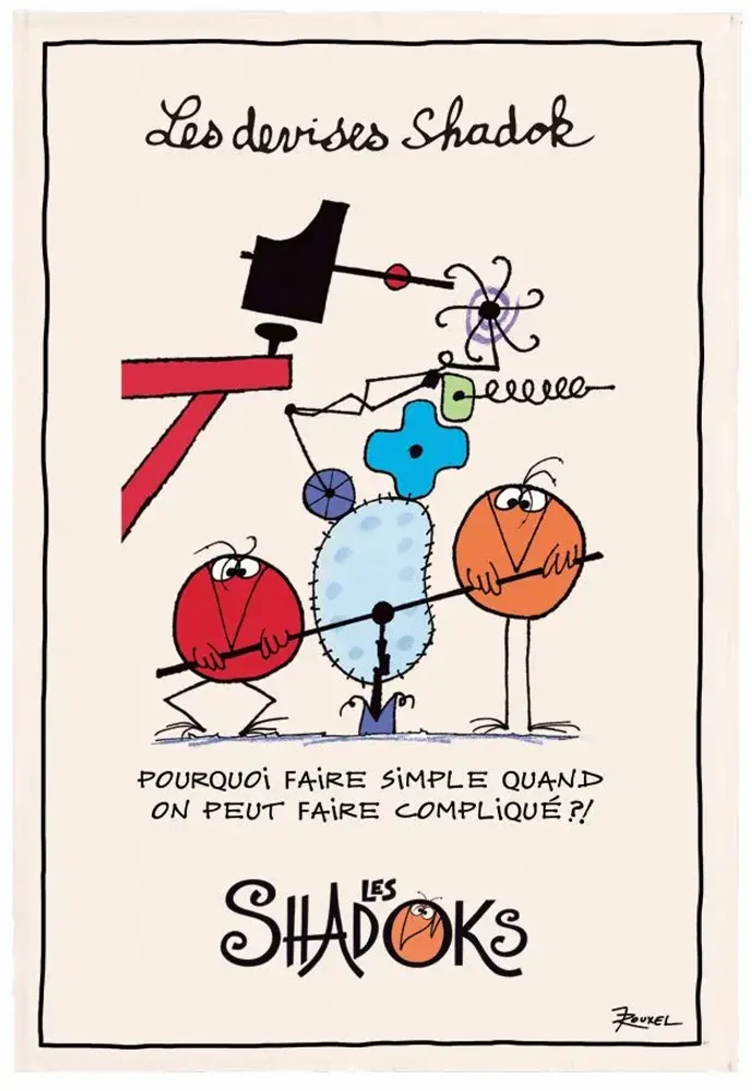 Torchons - Torchon Shadoks Pourquoi faire simple Ecru 48 x 72 - MAISON VIVARAISE - SDE VIVARAISE WINKLER