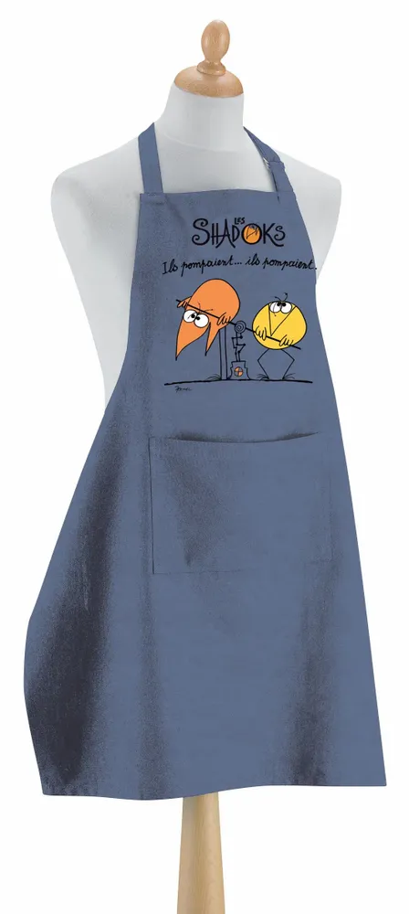 Tabliers de cuisine - Tablier de cuisine Shadoks Ils pompaient Jeans 90 x 72 - MAISON VIVARAISE - SDE VIVARAISE WINKLER
