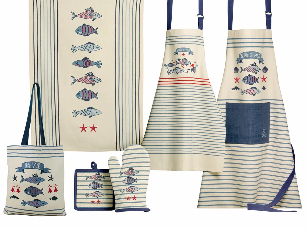 Aprons - New Pesk Kitchen Apron Bleu 72 X 85 - MAISON VIVARAISE - SDE VIVARAISE WINKLER