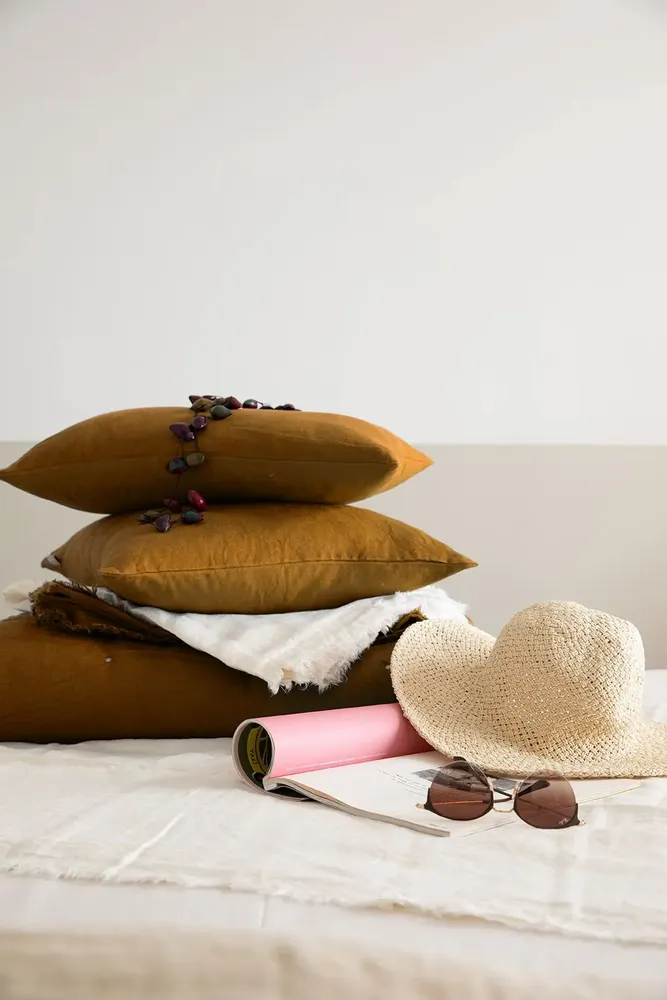 Cushions - Plain Cushion Zeff Bronze 40 X 65 - MAISON VIVARAISE - SDE VIVARAISE WINKLER