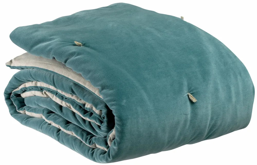 Throw blankets - Elise Knotted Dots Throw Blanket Vert de gris 140 X 200 - MAISON VIVARAISE - SDE VIVARAISE WINKLER