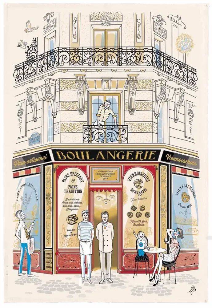 Torchons - Torchon Façade Boulangerie Ecru 48 x 72 - MAISON VIVARAISE - SDE VIVARAISE WINKLER
