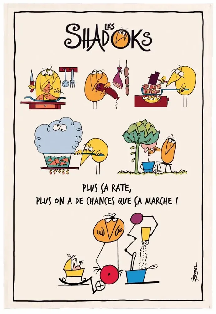 Torchons - Torchon Shadoks en cuisine Ecru 48 x 72 - MAISON VIVARAISE - SDE VIVARAISE WINKLER