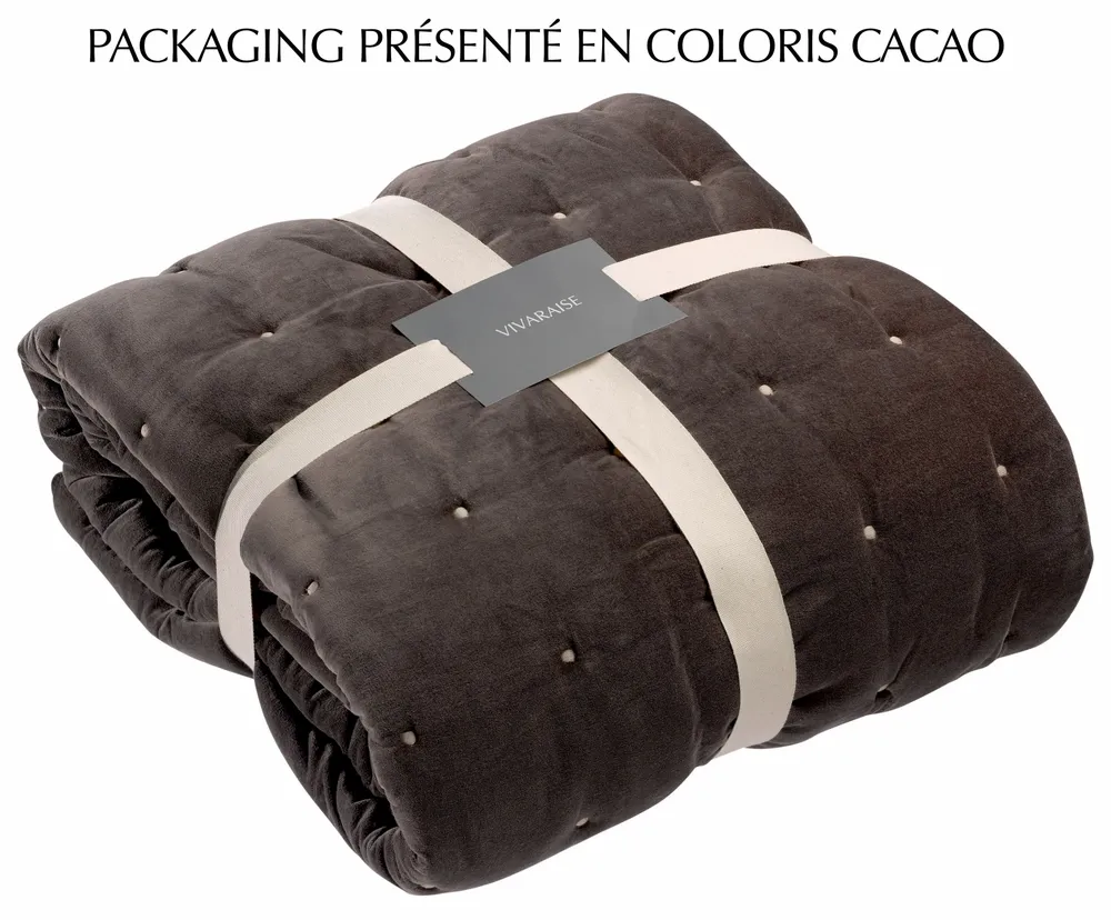 Linge de lit - Chemin de lit uni Elise Grège 90 x 240 - MAISON VIVARAISE - SDE VIVARAISE WINKLER