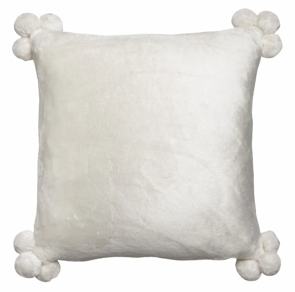 Coussins - Coussin Tender pompons Neige 45 x 45 - MAISON VIVARAISE - SDE VIVARAISE WINKLER