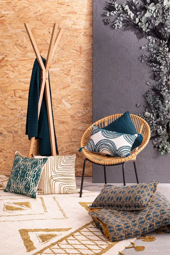 Linge de lit - Jeté de lit Swami Pétrole 180 x 260 - MAISON VIVARAISE - SDE VIVARAISE WINKLER