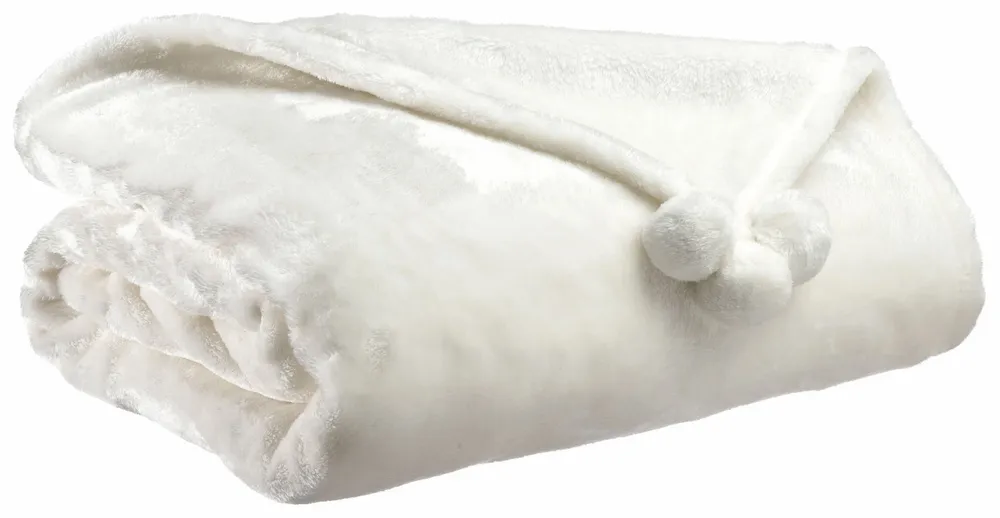 Plaids - Plaid Tender pompons Neige 130 x 170 - MAISON VIVARAISE - SDE VIVARAISE WINKLER