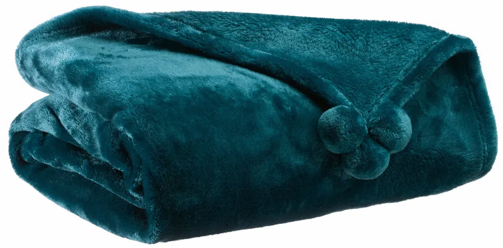 Plaids - Plaid Tender pompons Paon 130 x 170 - MAISON VIVARAISE - SDE VIVARAISE WINKLER