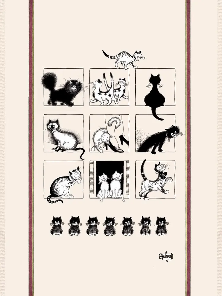 Dish towels - Large tea towel Dubout Galerie de chats Écru 60 X 80 - MAISON VIVARAISE - SDE VIVARAISE WINKLER