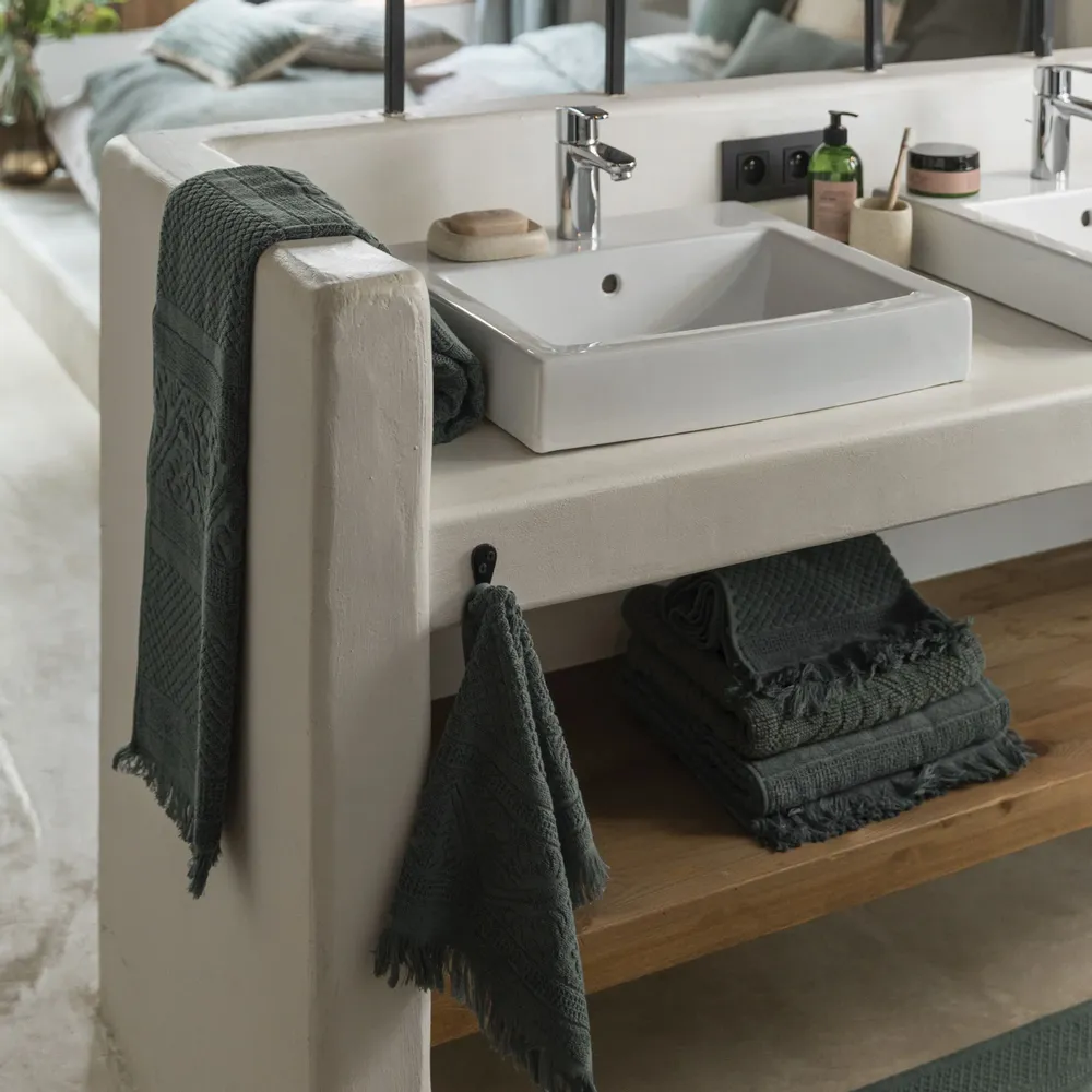 Bath towels - Zoé Guest Towel Thym 30 X 50 - MAISON VIVARAISE - SDE VIVARAISE WINKLER