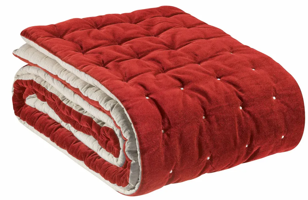 Linge de lit - Chemin de lit uni Elise Groseille 90 x 240 - MAISON VIVARAISE - SDE VIVARAISE WINKLER