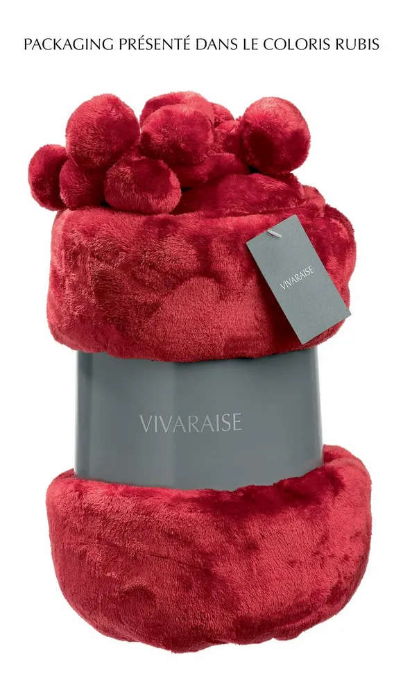 Throw blankets - Tender Pompons Throw Blanket Aubepine 130 X 170 - MAISON VIVARAISE - SDE VIVARAISE WINKLER