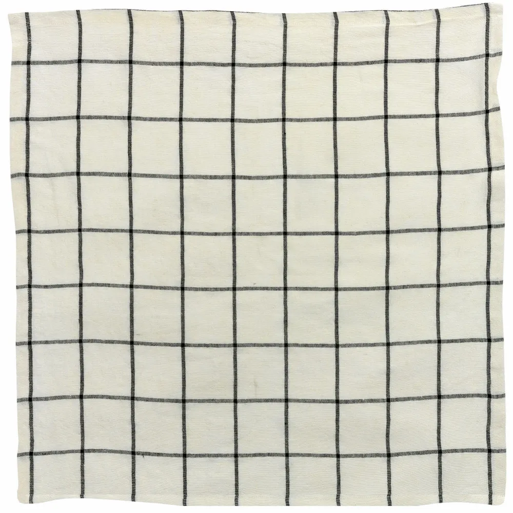 Napkins - Towel Karma Checks Ecru/Noir 50 X 50 - MAISON VIVARAISE - SDE VIVARAISE WINKLER