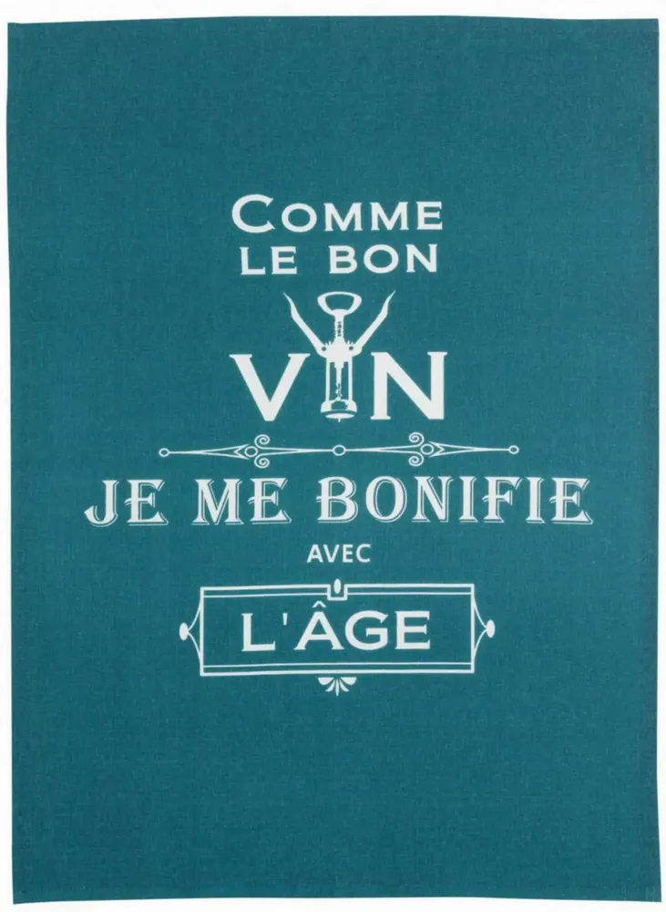 Dish towels - Kitchen Towel Message Comme Le Bon Vin Paon 70 X 50 - MAISON VIVARAISE - SDE VIVARAISE WINKLER