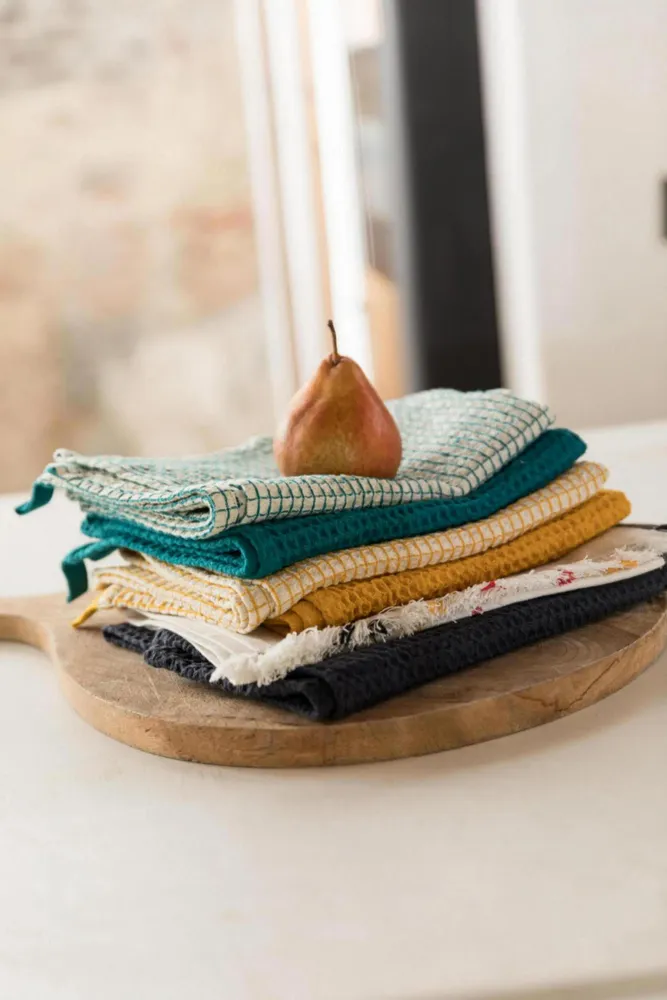 Dish towels - Mumba Honeycomb Tea Towel Paon 50 X 70 - MAISON VIVARAISE - SDE VIVARAISE WINKLER