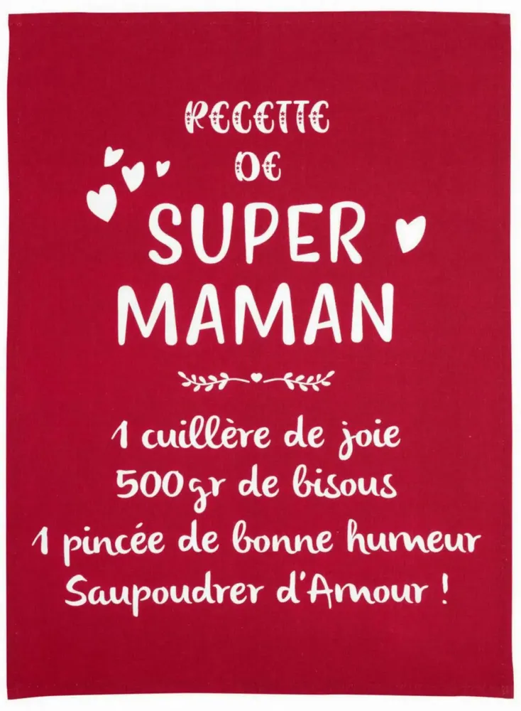 Dish towels - Kitchen Message Towel Super Maman Rouge 50 X 70 - MAISON VIVARAISE - SDE VIVARAISE WINKLER