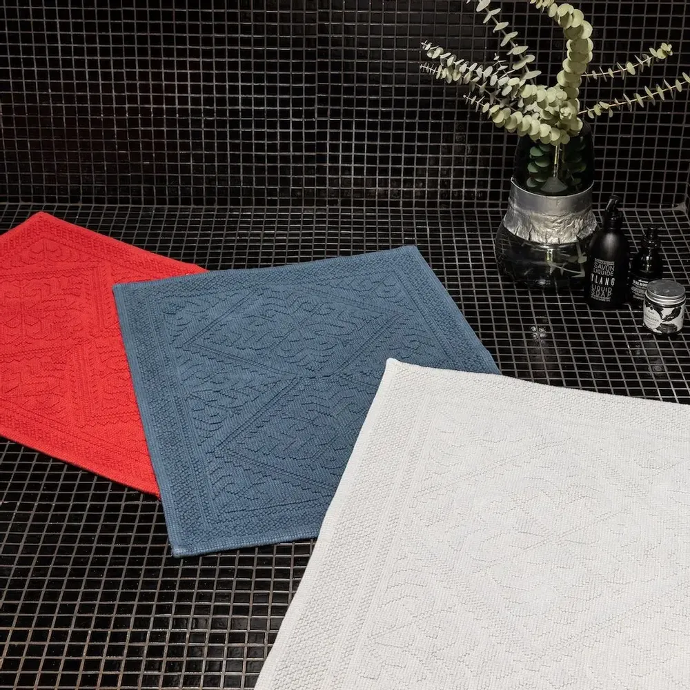 Autres linges de bain - Tapis de bain uni Enzo Tempête 54 x 110 - MAISON VIVARAISE - SDE VIVARAISE WINKLER