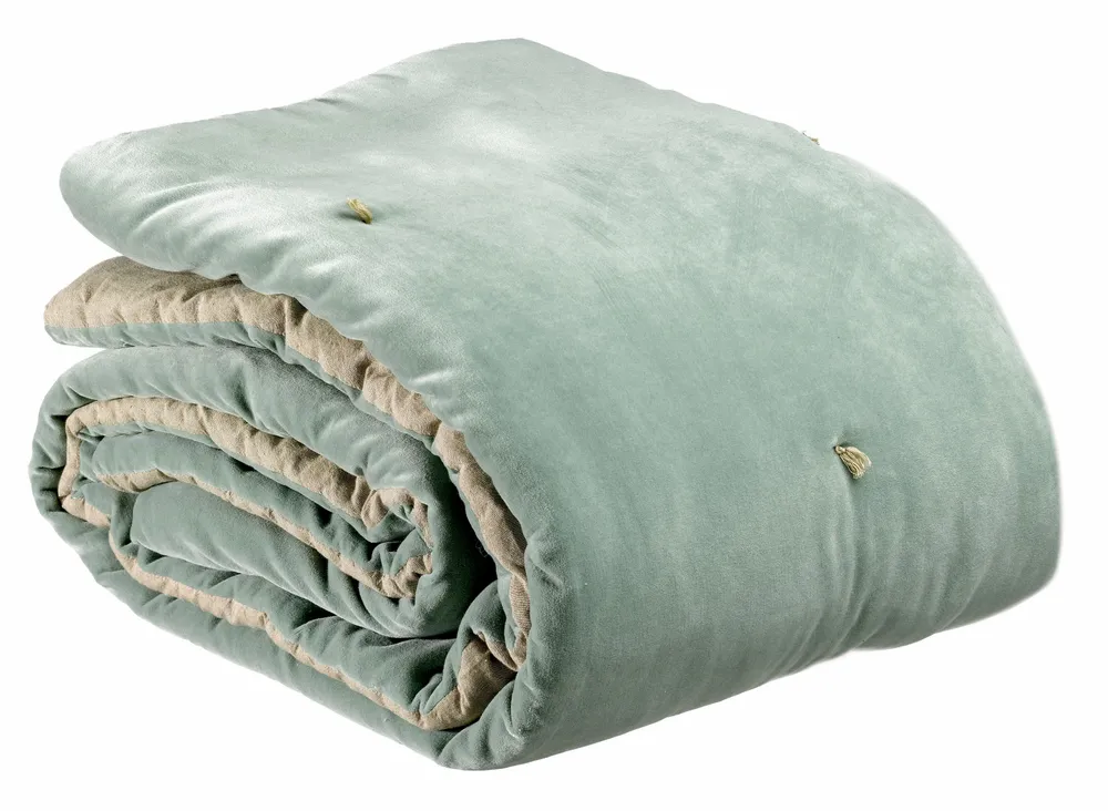 Throw blankets - Elise Knotted Dots Throw Blanket Opaline 140 X 200 - MAISON VIVARAISE - SDE VIVARAISE WINKLER