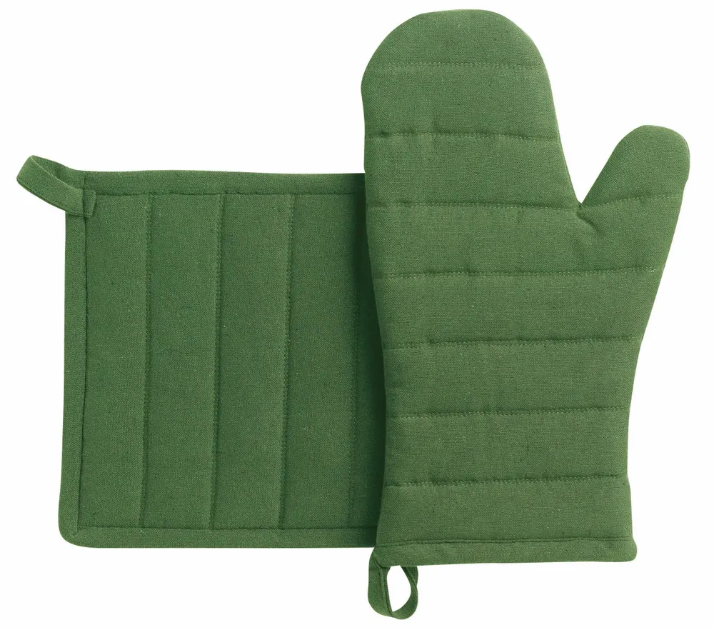 Potholders - Recycled Kitchen Glove and Pot Holder Jona Vert 15 X 30 - MAISON VIVARAISE - SDE VIVARAISE WINKLER