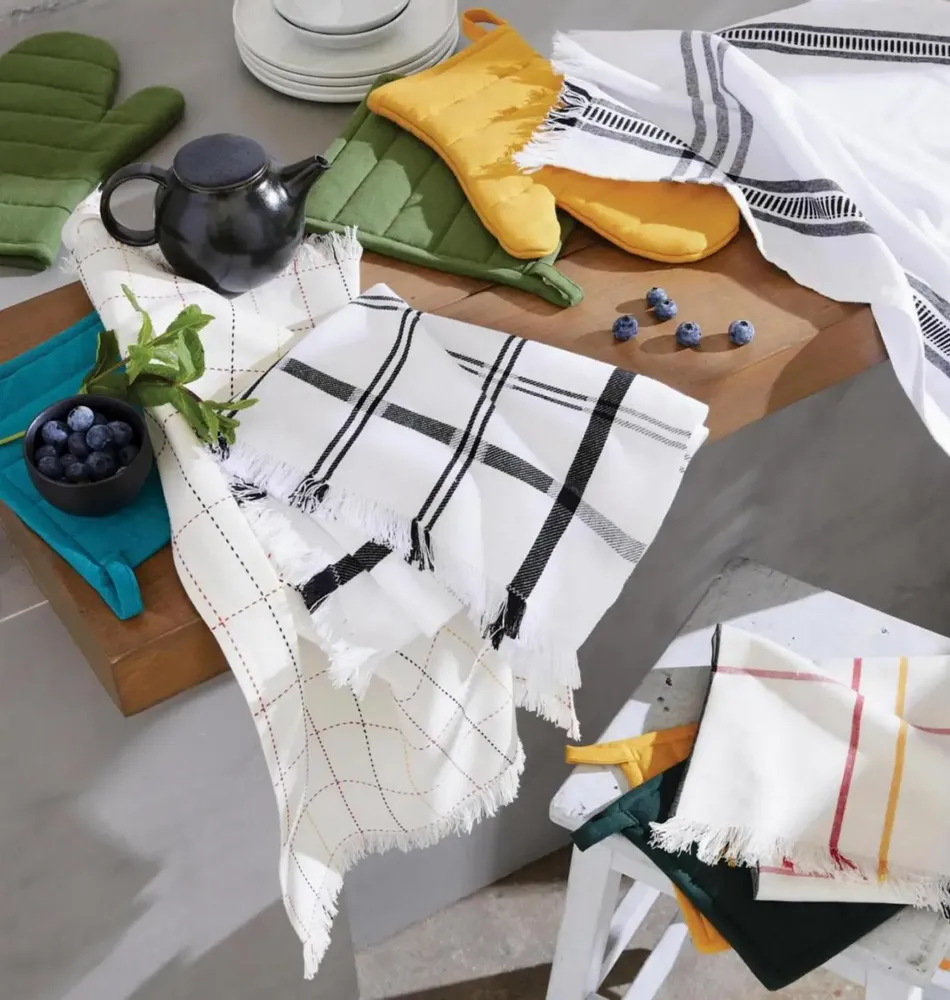 Potholders - Recycled Kitchen Glove and Pot Holder Jona Vert 15 X 30 - MAISON VIVARAISE - SDE VIVARAISE WINKLER