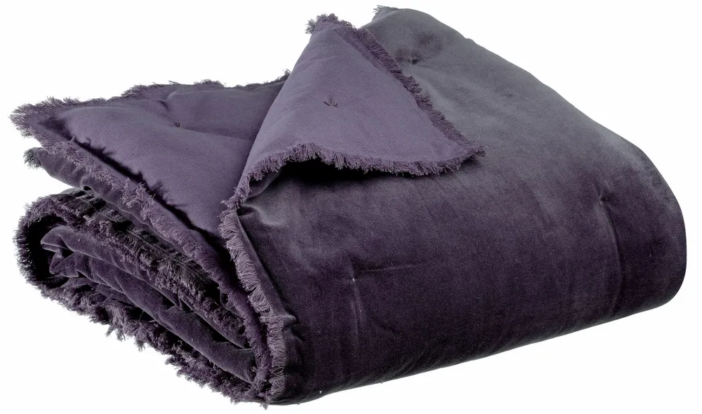 Throw blankets - Plain Fara Throw Raisin 135 X 200 - MAISON VIVARAISE - SDE VIVARAISE WINKLER