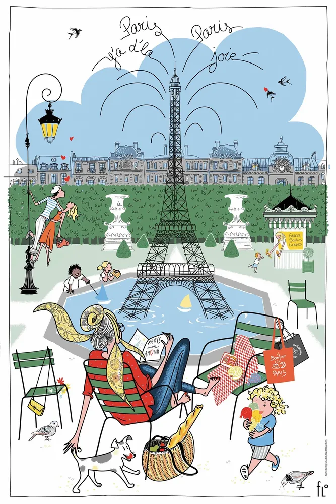 Dish towels - Tea Towel Les jardins parisiens Blanc 48 X 72 - MAISON VIVARAISE - SDE VIVARAISE WINKLER