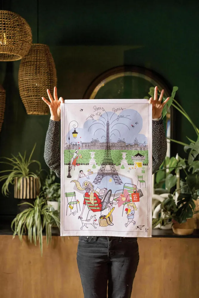 Dish towels - Tea Towel Les jardins parisiens Blanc 48 X 72 - MAISON VIVARAISE - SDE VIVARAISE WINKLER